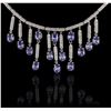 Image 2 : 14KT White Gold 8.12ctw Tanzanite and Diamond Necklace