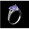Image 4 : 2.28ct Tanzanite and Diamond Ring - 14KT White Gold