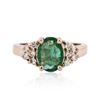 Image 2 : 14KT Rose Gold 1.21ct Emerald and Diamond Ring
