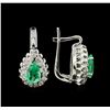 Image 2 : 2.14ctw Emerald and Diamond Earrings - 14KT White Gold