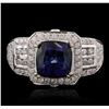 Image 2 : 14KT White Gold 3.23ct Sapphire and Diamond Ring