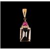 Image 1 : 1.89ct Morganite, Pink Topaz and Diamond Pendant - 14KT Rose Gold