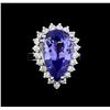 Image 2 : 11.11ct Tanzanite and Diamond Ring - 14KT White Gold