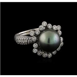 Tahitian Pearl and Diamond Ring - 14KT White Gold