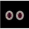 Image 1 : 1.00ctw Ruby and Diamond Earrings - 14KT White Gold