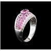 Image 3 : 18KT White Gold 1.88ctw Pink Sapphire and Diamond Ring