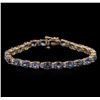 Image 1 : 15.60ctw Blue Sapphire and Diamond Bracelet - 14KT Rose Gold