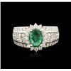 Image 2 : 14KT White Gold 1.41ct Emerald and Diamond Ring