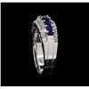 Image 4 : 1.20ctw Sapphire and Diamond Ring - 14KT White Gold