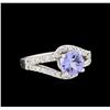Image 1 : 1.16ct Tanzanite and Diamond Ring - 14KT White Gold