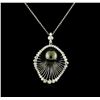 Image 2 : 1.34ctw Diamond and Pearl Pendant With Chain - 14KT White Gold