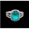 Image 2 : 3.20ct Apatite and Diamond Ring - 14KT White Gold