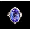 Image 2 : 10.18ct Tanzanite and Diamond Ring - 14KT White Gold