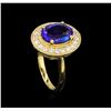 Image 4 : 3.47ct Tanzanite and Diamond Ring - 14KT Yellow Gold