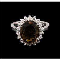 3.90ct Tourmaline and Diamond Ring - 14KT White Gold