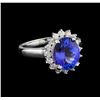 Image 1 : 3.28ct Tanzanite and Diamond Ring - 14KT White Gold