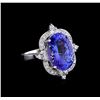 Image 1 : 9.78ct Tanzanite and Diamond Ring - 14KT White Gold