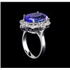 Image 4 : 9.78ct Tanzanite and Diamond Ring - 14KT White Gold