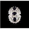 Image 2 : 14KT White Gold 3.54ctw Sapphire and Diamond Ring