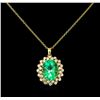 Image 1 : GIA Cert 7.21ct Emerald and Diamond Pendant With Chain - 14KT Yellow Gold