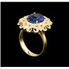 Image 4 : 4.12ct Tanzanite and Diamond Ring - 14KT Yellow Gold