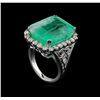 Image 4 : GIA Cert 22.51ct Emerald and Diamond Ring - 14KT White Gold