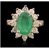 Image 2 : 14KT Rose Gold 2.66ct Emerald and Diamond Ring
