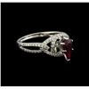 Image 1 : 1.09ct Ruby and Diamond Ring - 18KT White Gold