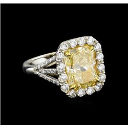 EGL USA Cert 6.79ctw VVS1 Fancy Yellow Diamond Ring - Platinum