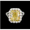 Image 2 : EGL USA Cert 6.79ctw VVS1 Fancy Yellow Diamond Ring - Platinum