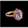 Image 1 : 2.73ct Kunzite, Pink Sapphire and Diamond Ring - 14KT Rose Gold