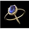Image 2 : 2.82ct Tanzanite and Diamond Ring - 14KT Yellow Gold