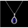 Image 1 : 3.63ct Tanzanite and Diamond Pendant - 14KT White Gold