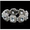 Image 1 : 14KT White Gold 38.79ctw Aquamarine and Diamond Bracelet