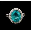 Image 2 : 4.15ct Apatite and Diamond Ring - 14KT White Gold
