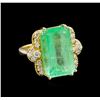 Image 1 : GIA Cert 12.00ct Emerald and Diamond Ring - 14KT Yellow Gold