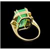 Image 3 : GIA Cert 12.00ct Emerald and Diamond Ring - 14KT Yellow Gold