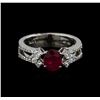 Image 2 : 1.25ct Ruby and Diamond Ring - 18KT White Gold