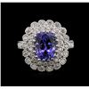 Image 2 : 3.77ct Tanzanite and Diamond Ring - 14KT White Gold