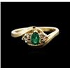 Image 2 : 14KT Yellow Gold 0.38ct Emerald and Diamond Ring