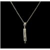 Image 1 : 0.05ctw Diamond Pendant With Chain - 14KT White Gold
