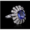Image 1 : 14KT White Gold 4.46ct Tanzanite and Diamond Ring