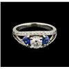 Image 2 : 0.95ctw Diamond and Sapphire Ring - 14KT White Gold