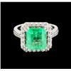 Image 2 : GIA Cert 4.61ct Emerald and Diamond Ring - 14KT White Gold