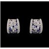 Image 1 : 4.00ctw Sapphire and Diamond Earrings - 18KT White Gold