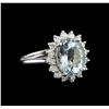 Image 1 : 4.15ct Aquamarine and Diamond Ring - 14KT White Gold