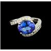 Image 2 : 3.60ct Tanzanite and Diamond Ring - 14KT White Gold