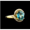 Image 1 : 5.16ct Blue Zircon and Diamond Ring - 14KT Yellow and White Gold