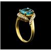 Image 4 : 5.16ct Blue Zircon and Diamond Ring - 14KT Yellow and White Gold