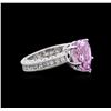 Image 1 : 3.17ct Kunzite and Diamond Ring - 14KT White Gold